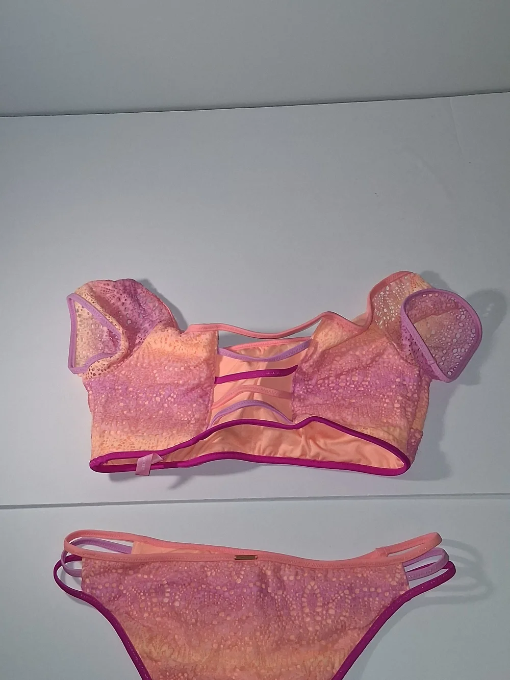 Victoria's Secret Tri-Color Lace-Trim Bikini Set Size Medium